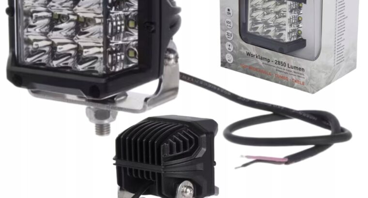 MOCNA LAMPA ROBOCZA LED KWADRATOWA 22,5W 2850L 12/24V ŚWIATŁO KRÓTKIE