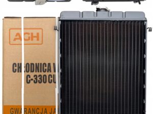 CHŁODNICA WODY CIECZY URSUS C 330 C 328 MIEDZIANA 4-RO RZĘDOWA KOREK KRANIK