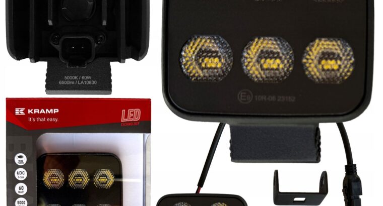 MOCNA LAMPA ROBOCZA LED KWADRATOWA 60W 6600LM 12/24V ŚWIATŁO ROZPROSZONE