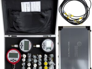 NIEMIECKI ZESTAW POMPIAROWY HYDRAULIKI 3 MANOMATRY CYFROWE ZŁĄCZKI WALIZKA