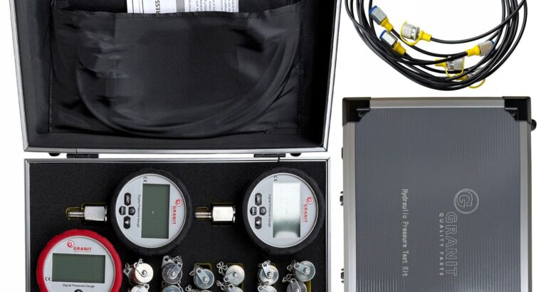 NIEMIECKI ZESTAW POMPIAROWY HYDRAULIKI 3 MANOMATRY CYFROWE ZŁĄCZKI WALIZKA