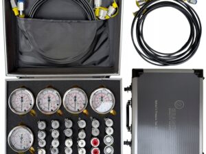 ZESTAW POMPIAROWY HYDRAULIKI 5 MANOMETRÓW ANALOGOWYCH WĘŻE ZŁĄCZKI WALIZKA