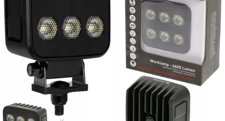 MOCNA LAMPA ROBOCZA LED KWADRATOWA 60W 6600LM 12/24V ŚWIATŁO ROZPROSZONE