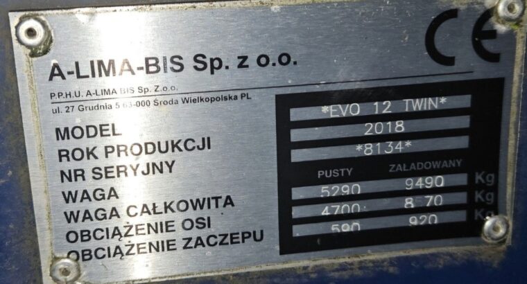 Sprzedam paszowóz firmy Alima 12m3 dwuślimakowy